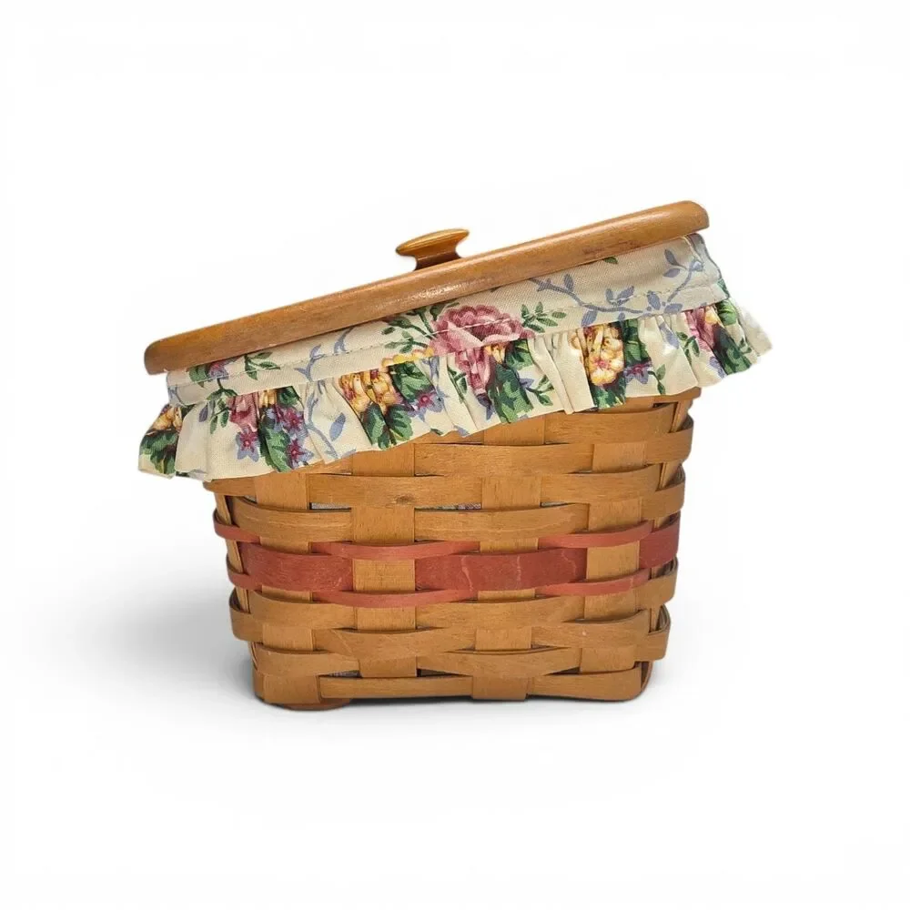 Longaberger 1996 Mother's Day Vanity Basket Liner Protector, 2 Inserts, Tie On